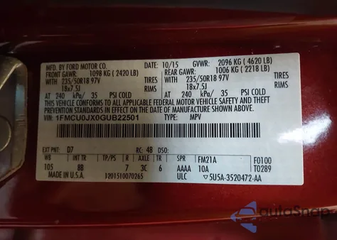 2016 Ford Escape Titanium from USA, damaged, VIN 1FMCU0JX0GUB22501